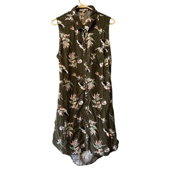 Vans Women Midi Floral Sleeveless Button Down Dress Size XL‎ Hawaiian Hip Hop - Picture 1 of 13